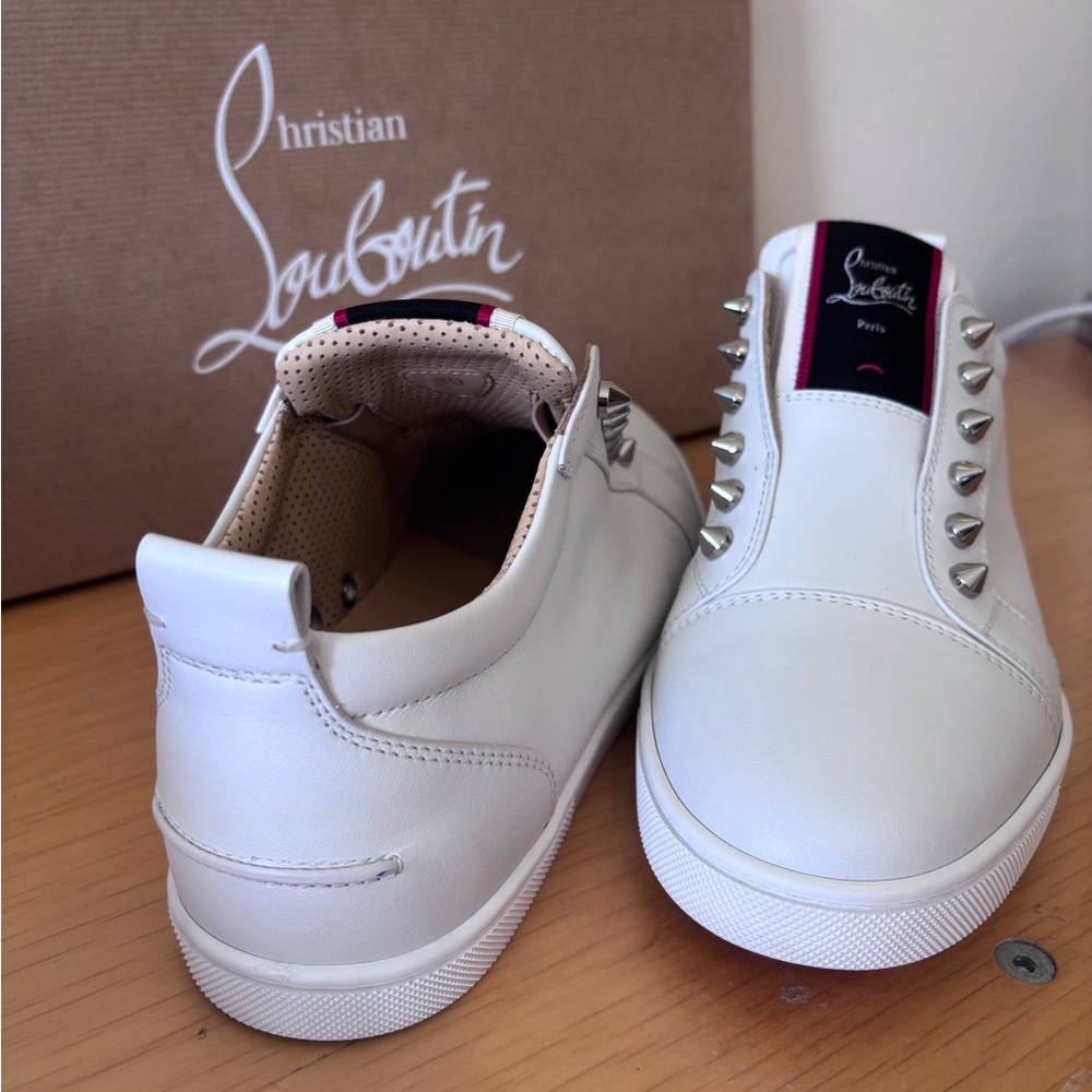 Christian Louboutin F.A.V Fique A Vontade Sneakers White Calf Leather Woman - Picture 4 of 6
